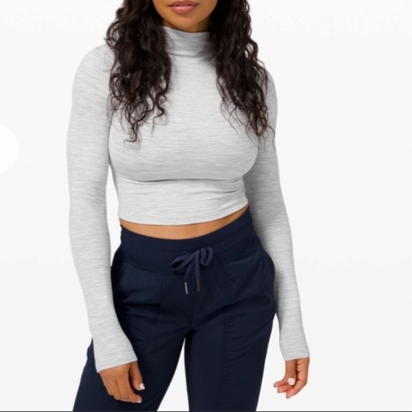 lululemon athletica Tops - All Aligned Mock Neck Crop Long Sleeve Shirt 8 NWT Lululemon WSNB Wee Stripe
